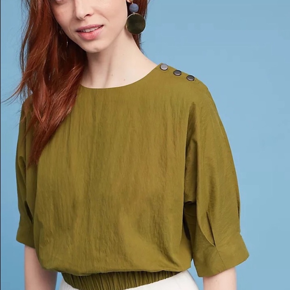 Anthropologie J.O.A Green Top Summer,Festival
